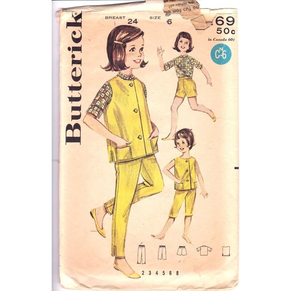 Vintage Sewing PATTERN Butterick 2269, Girls Sportswear Coordinates, 1962 Blouse - Picture 1 of 2